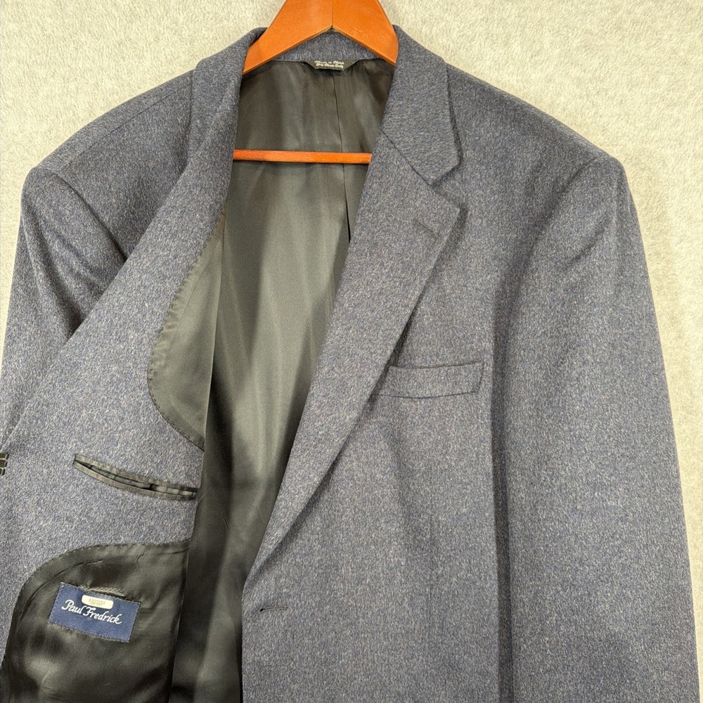 Paul Fredrick Sport Coat Mens 46L Blue Navy 100% Camel Hair Blazer Suit Jacket
